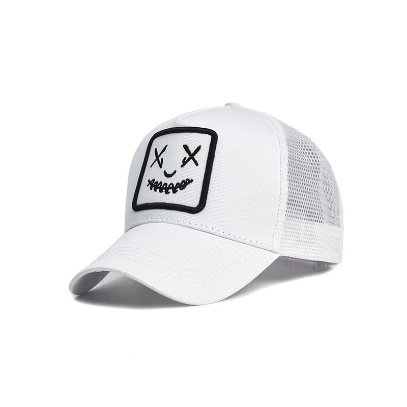 Smiley Embroidered Mesh Visor Outdoor Baseball Cap Breathable Sun Protection Cap 8