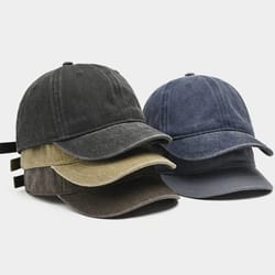 retro short brim baseball cap adjustable outdoor sun hat for men & women cotton streetwear hat