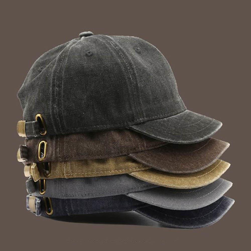 Retro Short Brim Baseball Cap Adjustable Outdoor Sun Hat For Men Women Cotton Streetwear Hat 1