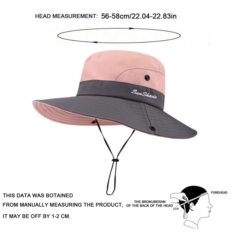 Womens Wide Brim Bucket Hat With Ponytail Hole Quick Dry Outdoor Sun Protection Hat 1