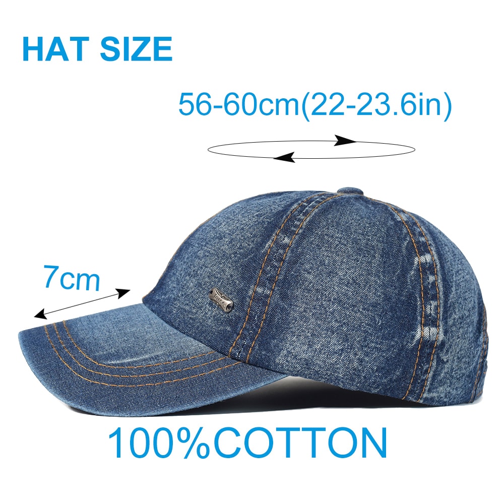 Vintage Washed Cotton Baseball Cap Unisex Adjustable Denim Dad Hat 1