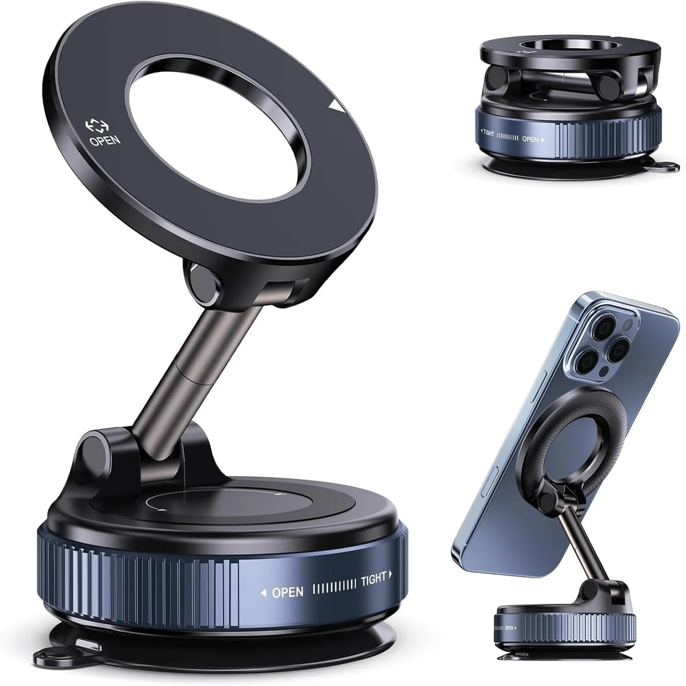 Universal Magnetic Car Phone Mount & Vacuum Suction Phone Holder with Adjustment