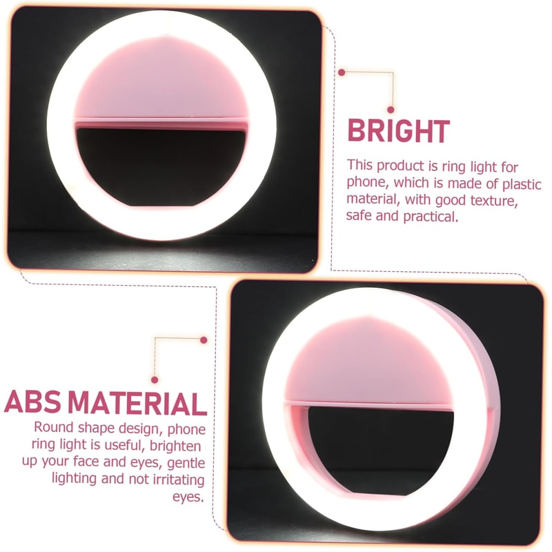 LED Clip On Selfie Ring Light with USB Recharge Rechargeable Phone Video Light
