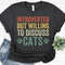 Funny Cat Shirt, Cat Owner Gift, Cat Mom Shirt, Cute Cat Tee, Introverted But Willing to Discuss Cats, Introvert Shirt, Gift for Cat Lovers.jpg