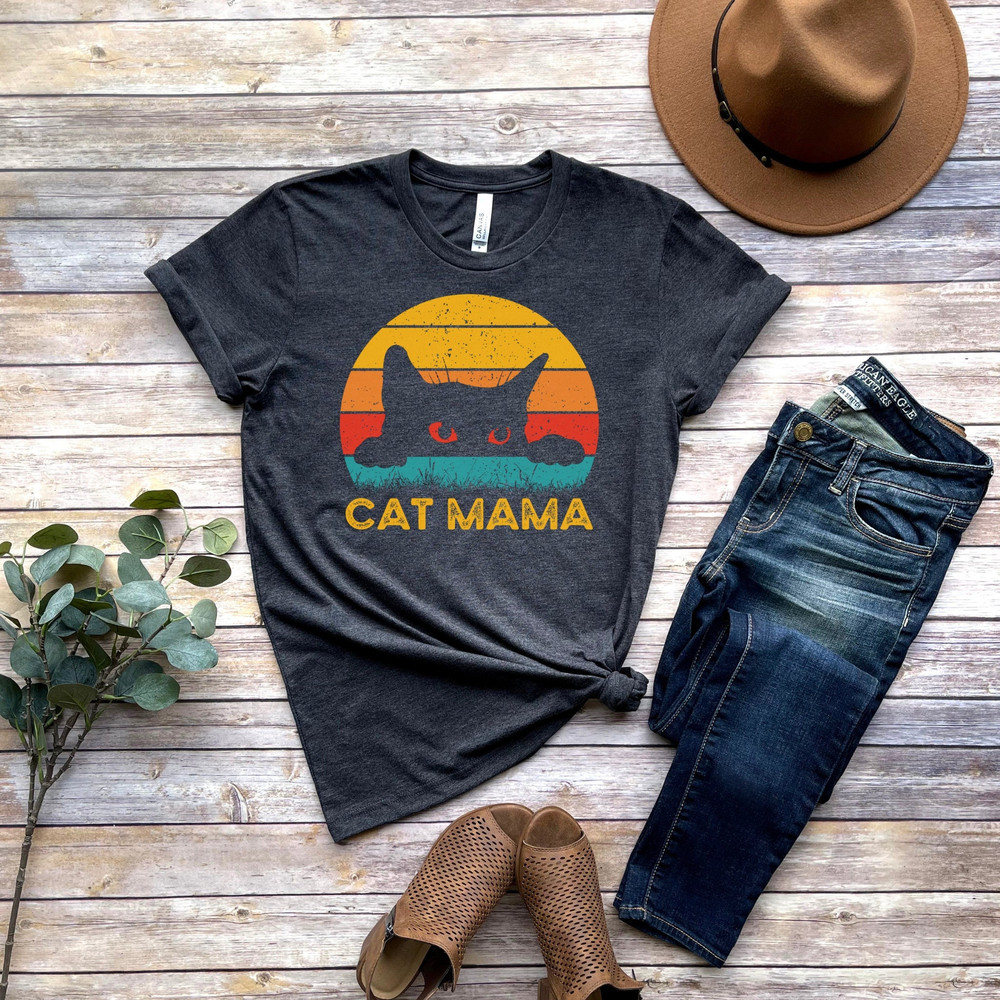 Cat Mama, Cat Mom Shirt, Funny Gift for Cat Lover, Cat Owner Gift, Retro Vintage Cat, Cute Cat Shirt, Crazy Cat Lady, Fur Mom, Mother's Day.jpg