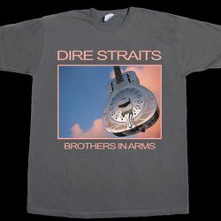 dire straits brothers in arms mark knopfler rock gray short long sleeve t-shirt