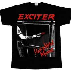 exciter heavy metal maniac83 short long sleeve black t-shirt