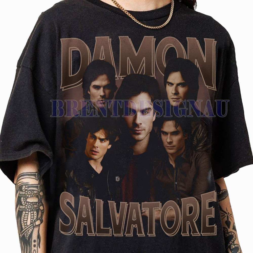 Damon Salvatore Vintage 90s Graphic T-Shirt, Damon Salvatore Sweatshirt, Damon Salvatore Graphic Tees For Women and Man Unisex T-Shirt.jpg