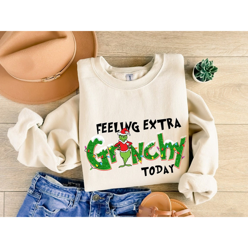 Feeling Extra Grinchy Today Christmas Sweatshirt, Funny Grinch Shirt, Disney, Grinch Tee, Christmas Gift, Family Christmas Shirt.jpg