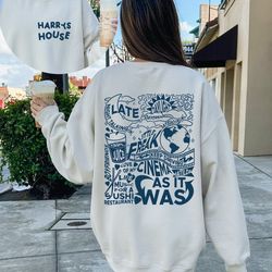 harrys house 2 sides sweatshirt, daylight hoodie, love on tour, as it was album, late night talking hoodie, rock band gi
