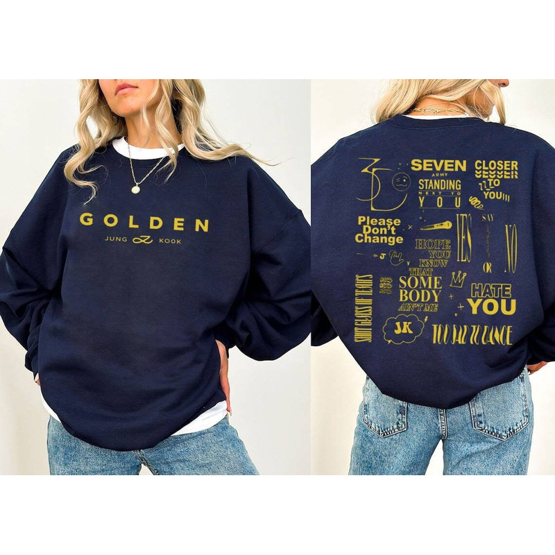Jungkook Golden Album Tracklist Sweatshirt, JungKook Golden Maknae Shirt, Bangtan Member Hoodie, Kpop Bangtan Shirt, Army Shirt Fan Gift.jpg