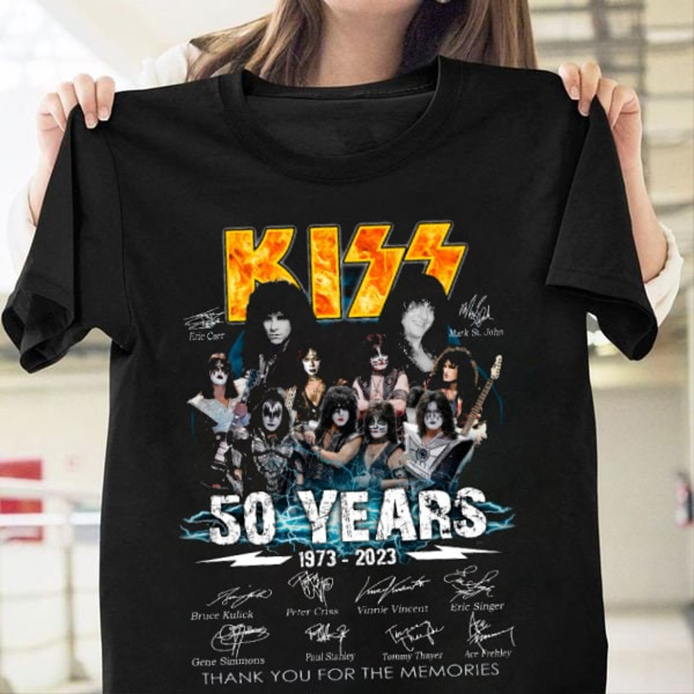 Kiss Band Member 50 Years 1973-2023 Thank You For The Memories Signed Shirt, KISS Band Hoodie, Rock And Roll Shirt.jpg