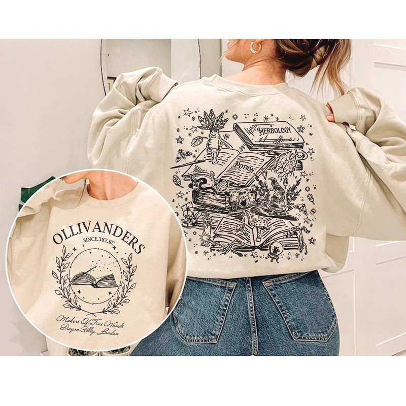 Ollivanders Wand Shop 2 Sides Sweatshirt, Wizard Book Shop Shirt, Wizard Shirt, Book Nerd Gifts, HP Fan Gift, Universal Trip.jpg