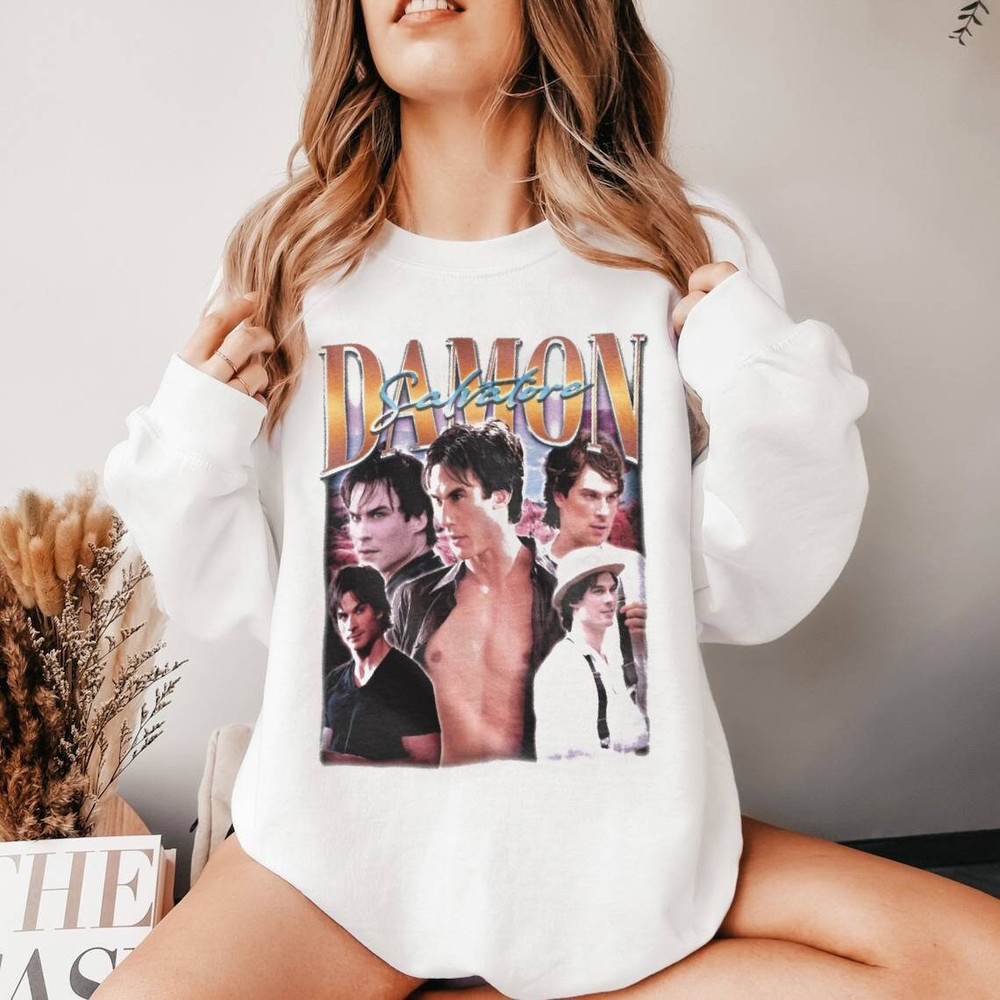 Retro Damon Salvatore Sweatshirt, Damon Salvatore Shirt, Damon Salvatore Hoodie, ian somerhalder shirt, Diares Shirt.jpg