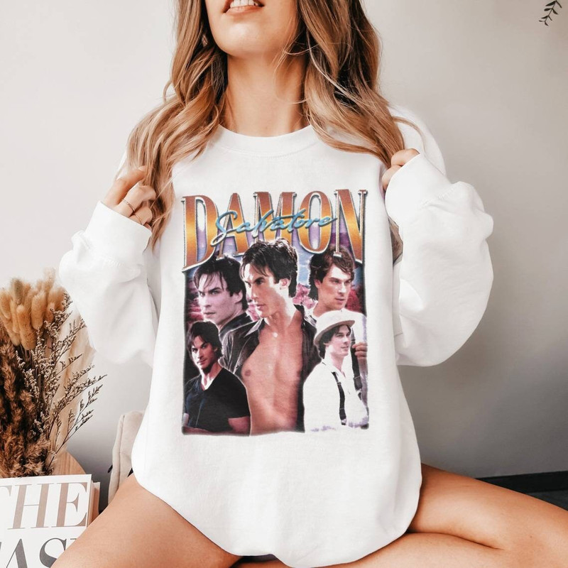 Retro Damon Salvatore Sweatshirt, Damon Salvatore Shirt, Damon Salvatore Hoodie, ian somerhalder shirt, Diares Shirt.jpg