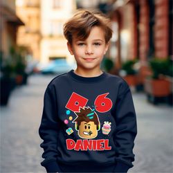 custom name birthday boy roblox shirt, roblox birthday party shirt, 52