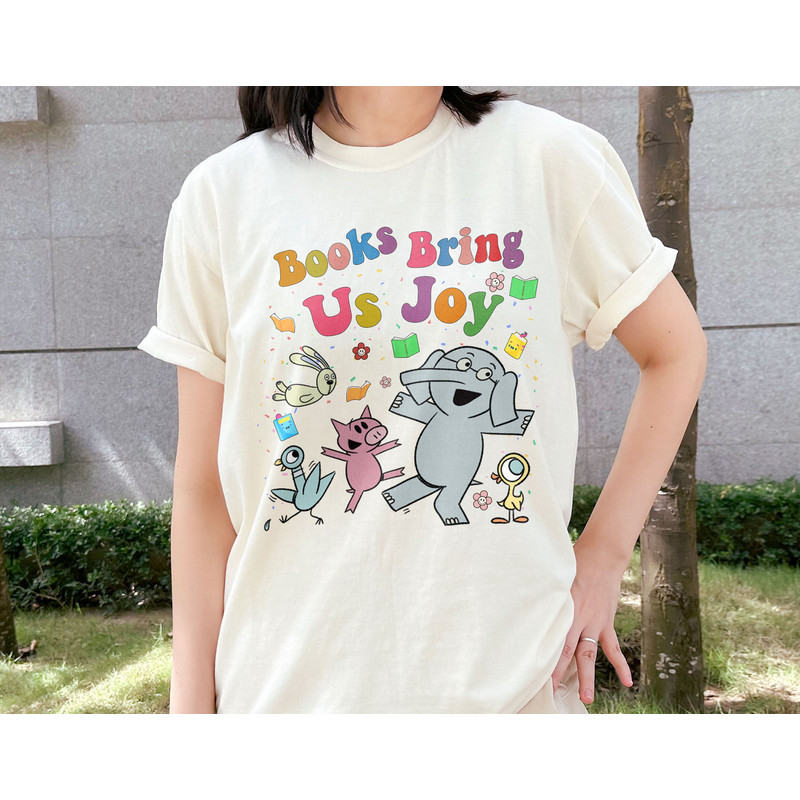 Elephant and Piggie Reading T-Shirt, Book Bring Us Joy Elephant and Piggie Like Reading Shirt, Gift for Kindergarten Teacher.jpg