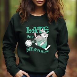 disney alice in wonderland white rabbit shirt, late for everything tee, 44