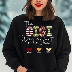 gigi christmas sweatshirt, this gigi wears her heart on her sleeve, 125