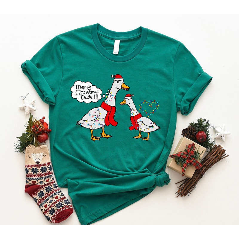 Merry Christmas Dude Shirt, Merry Duckmas Shirt, Christmas Duck Shirt, Christmas Farm Lover Shirt, Funny Duck Shirt, Duck Xmas Sweater.jpg