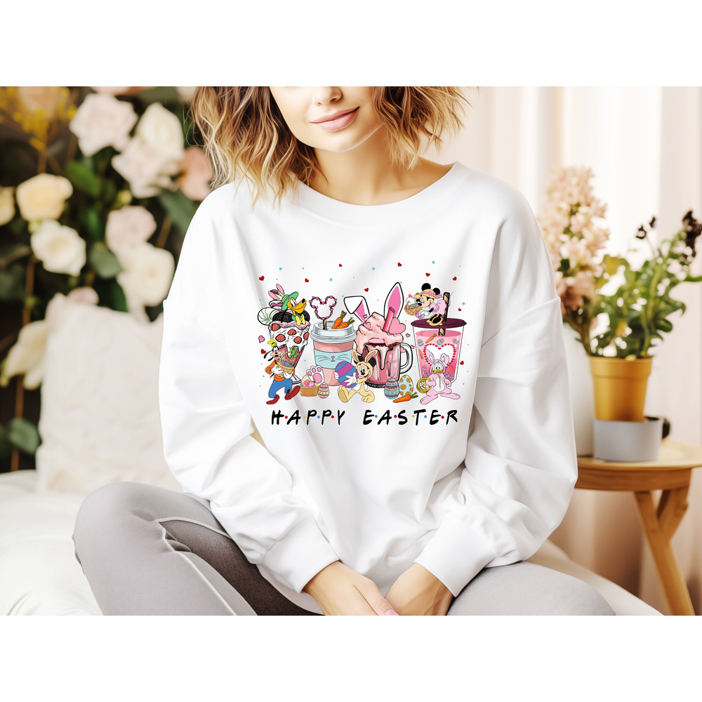 Mickey and Friends Easter Coffee T-shirt, Disney Bunny Ears Shirt, Disneyland Easter Trip Sweatshirt, Disney Easter Coffee Cups Tee.jpg