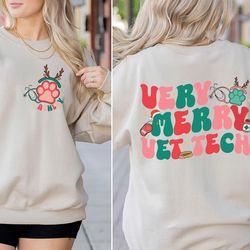 very merry vet tech christmas sweatshirt, veterinary technician shirt, 287