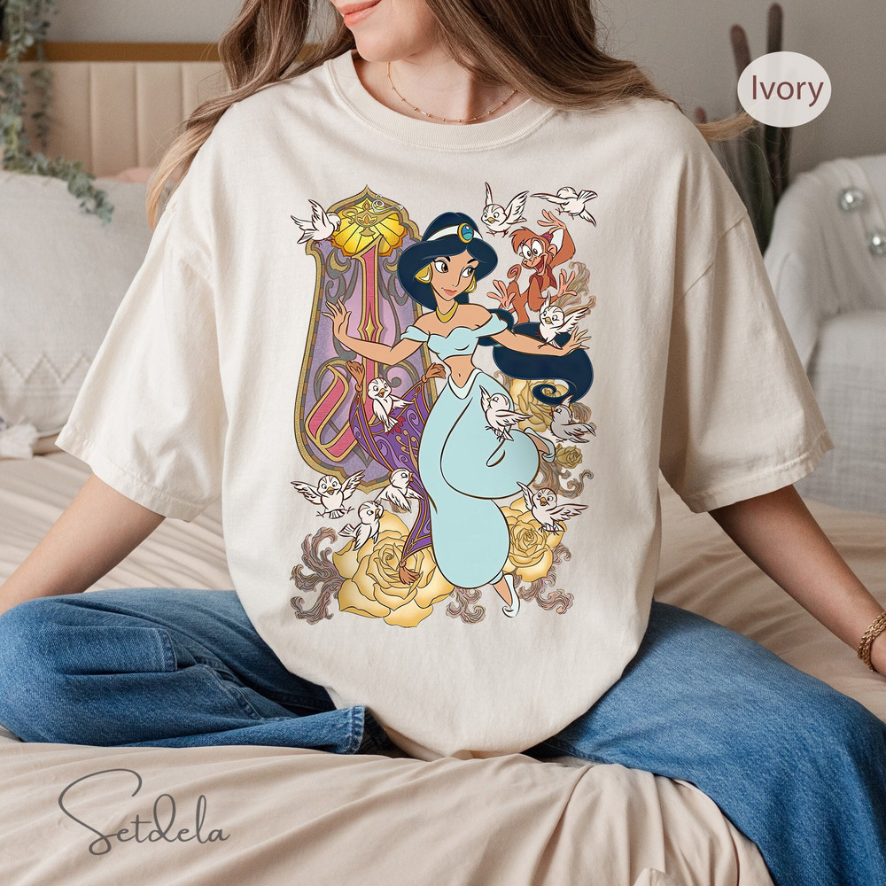 Vinatge Disney Princess Jasmine Aladdin Comfort Color Shirt, Disney Shirts, WDW Disneyland Abu Jafar Princess Birthday Shirt,Gift Trip Shirt.jpg
