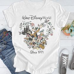 Vintage Floral Disney Shirt, Retro Floral Disney Sketch Shir, 123