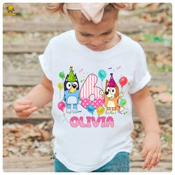 personalized bluey birthday shirt, bluey birthday girl shirt, 48