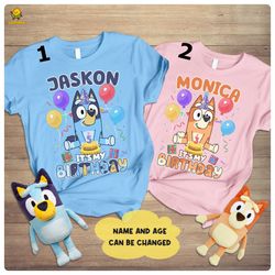personalized bluey birthday shirt, bluey family matching shi, 49
