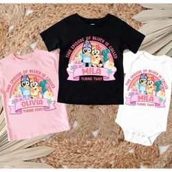 personalized bluey birthday shirt,bluey birthday girl t-shir, 50