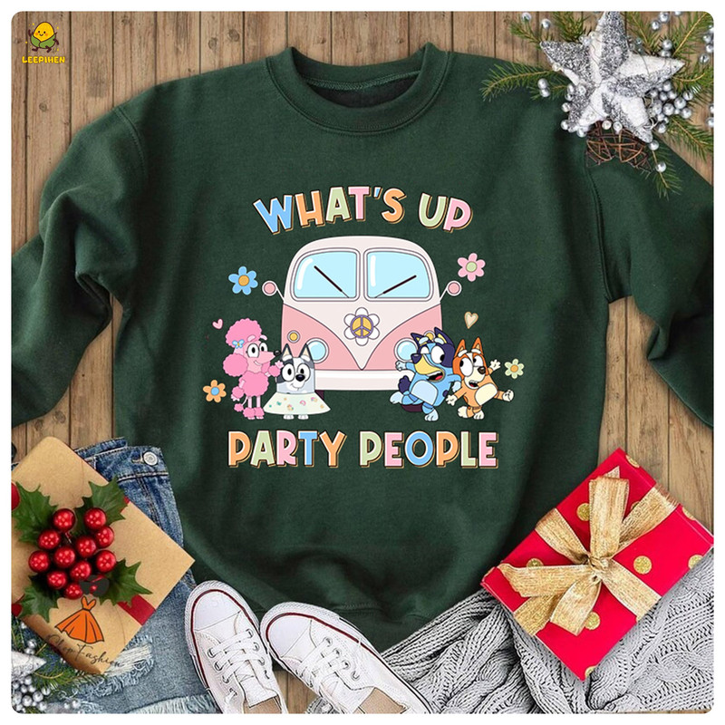 What's Up Party People Bluey Shirt  Bluey Family T-Shirt  Family Matching T-Shirt  Dad Bluey Shirt  Bluey Bingo Family Shirt Dance Mode.jpg
