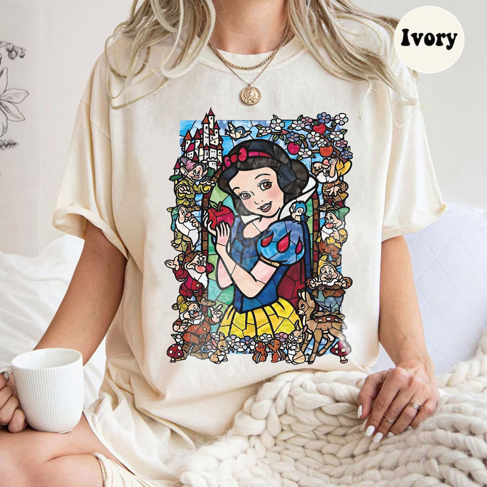 Comfort Colors Snow White Stained Glass Shirt, Snow White Shirt, 7 Dwarfs Shirt, Disney Princess Shirt, Snow White Birthday Shirt.jpg