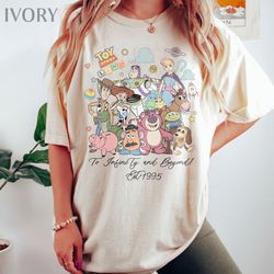 retro disney toy story land to infinity and beyond 1995 shirt, toy story characters tee, 24