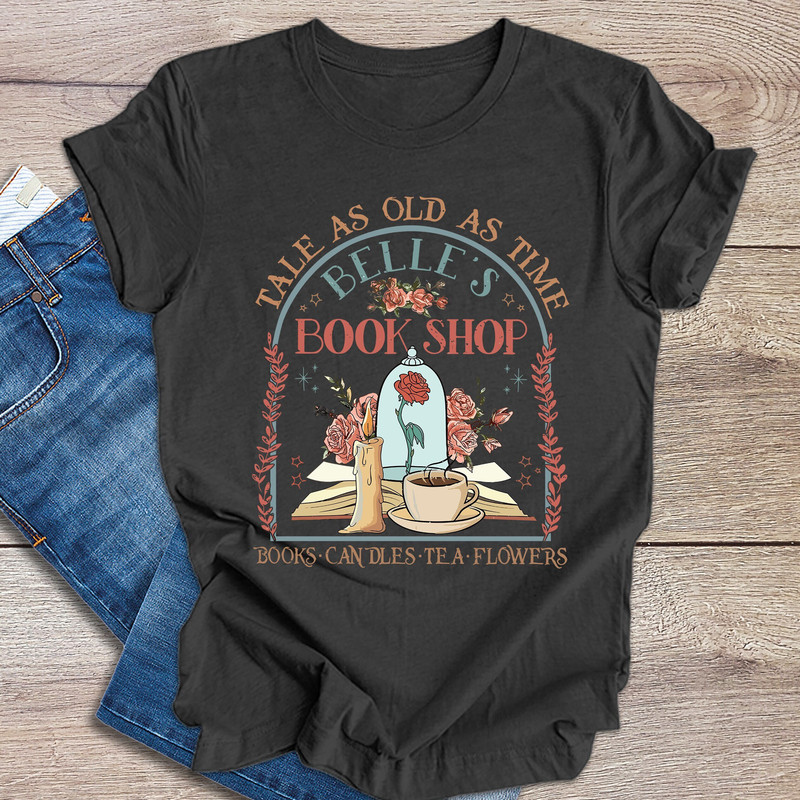 Vintage Retro Tale as old as time Belle's Book shop shirt, Disney Princess Tee, Gift for book lover, WDW Disneyland trip shirts.jpg