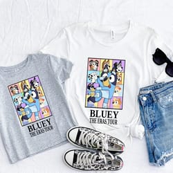 bluey shirt, bluey the eras tour t-shirt, bluey family shirt