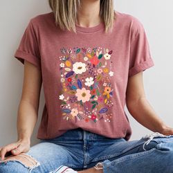 wildflower t-shirt, wild flowers t-shirt, floral shirt, flow