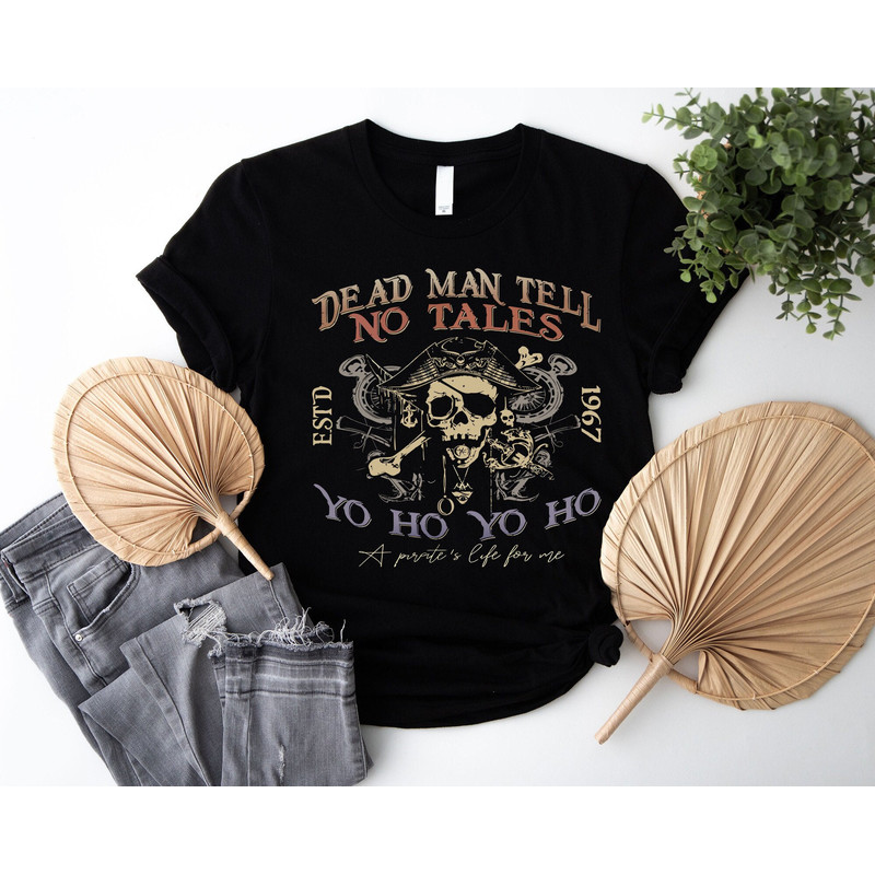 Dead Man Tell No Tales Shirt, Pirates of the Caribbean Shirt, Dead Men Shirt, Disney Family Matching Tee, Vintage Retro Skull.jpg