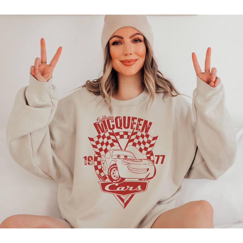 Lightening McQueen Sweatshirt, Disney Car Sweatshirt, Disneyland Car Race Shirt, Disney Kids Shirt, Montgomery McQueen Tee, Pixar Car Shirt.jpg