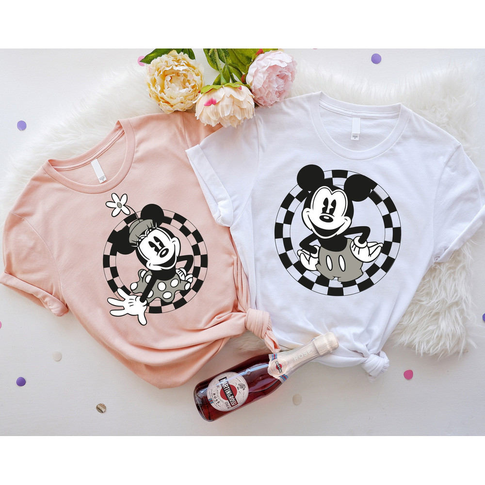 Mickey and Minnie Shirts, Disney Mickey Mouse Checkered T-Shirt, Mickey Checkered Shirt, Retro Disney Shirt, Vintage Disney Tee, Disneyworld.jpg