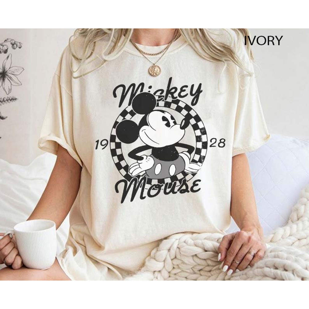 Mickey Checkered Shirt, Mickey Mouse 1928 Shirt, Disney Checkered Shirt, Disneyworld Shirt, Disney Trip Shirt, Comfort Colors Shirt.jpg