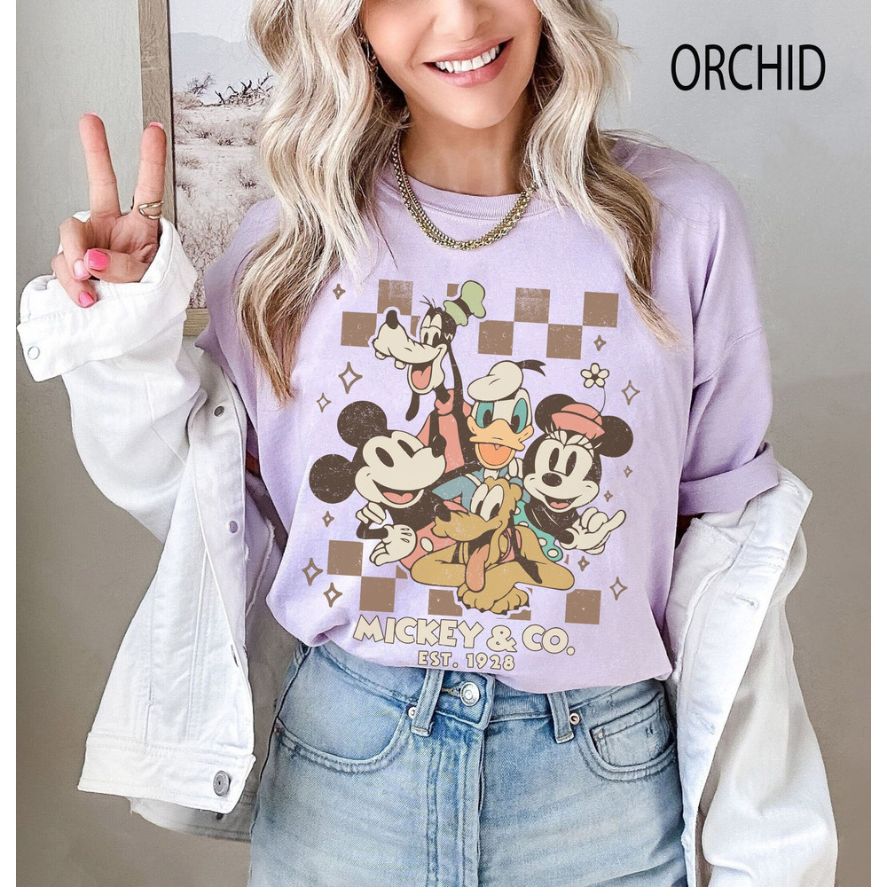 Mickey Minnie Checkered shirt, Disney Checkered Shirt, Mickey and Co Shirt, Disney World Shirt, Disney Vacation Shirt, Comfort Colors Shirt.jpg