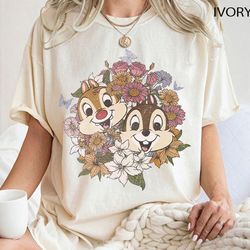 vintage chip and dale shirt, disney floral chip and dale shi