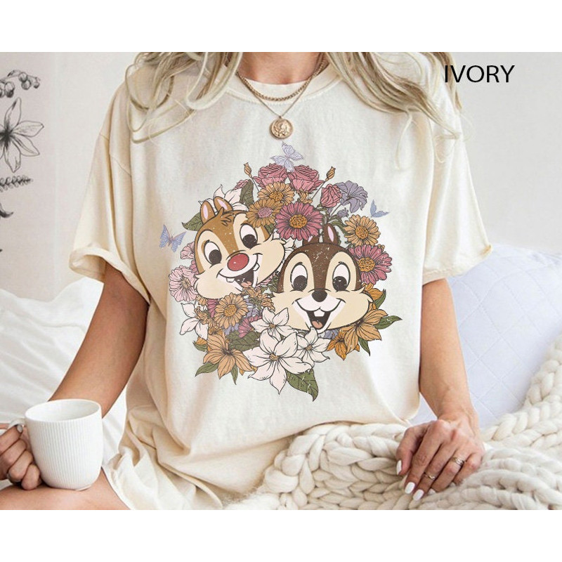 Vintage Chip and Dale Shirt, Disney Floral Chip And Dale Shirt, Disney Characters Shirt, Disney Family Trip Shirt, Disney Vacation Shirt.jpg
