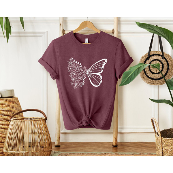 Floral Butterfly Shirt, Butterfly Shirt, Mothers Day Gift Shirt, Flower Shirt, Floral V-Neck Shirt, Flowers Gift T-shirt, Butterfly Tank Top.jpg