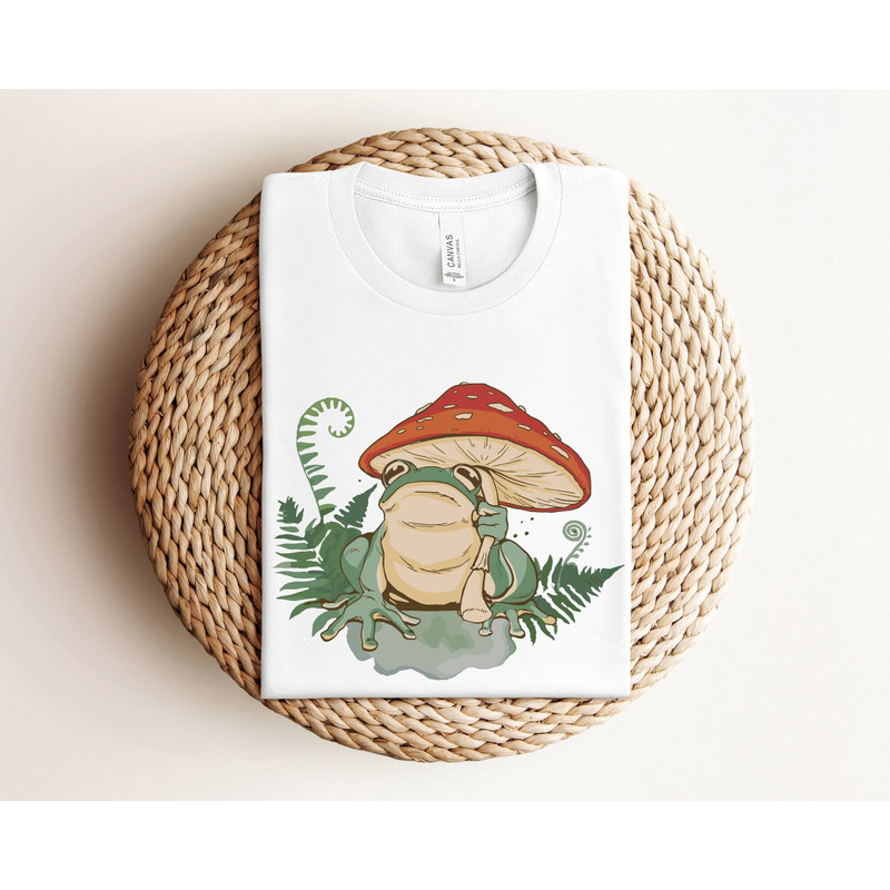 Mushroom Shirt, Frog Shirt, Goblincore Shirt, Aesthetic Shirt, Cottagecore Shirt, Vintage Mushroom Art Shirt, Botanical Shirt, Retro Shirt.jpg