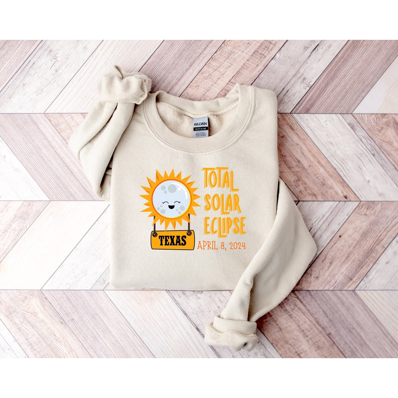 Texas Total Solar Eclipse April 8 2024 Sweatshirt, Solar Eclipse Hoodie, Celestial Sweater, Sun and Moon Sweatshirt, Eclipse Event Sweater.jpg