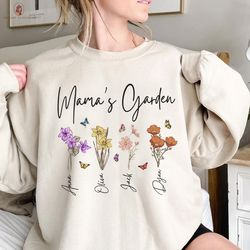Custom Mama's Garden Shirt with Birth Flowers, Birth Month F