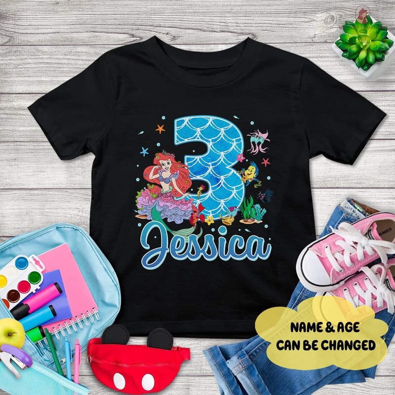 Custom Name The Little Mermaid Birthday Shirt Ariel Princess Birthday Shirt Disneyland The Little Mermaid Shirt Family Birthday Shirt.jpg