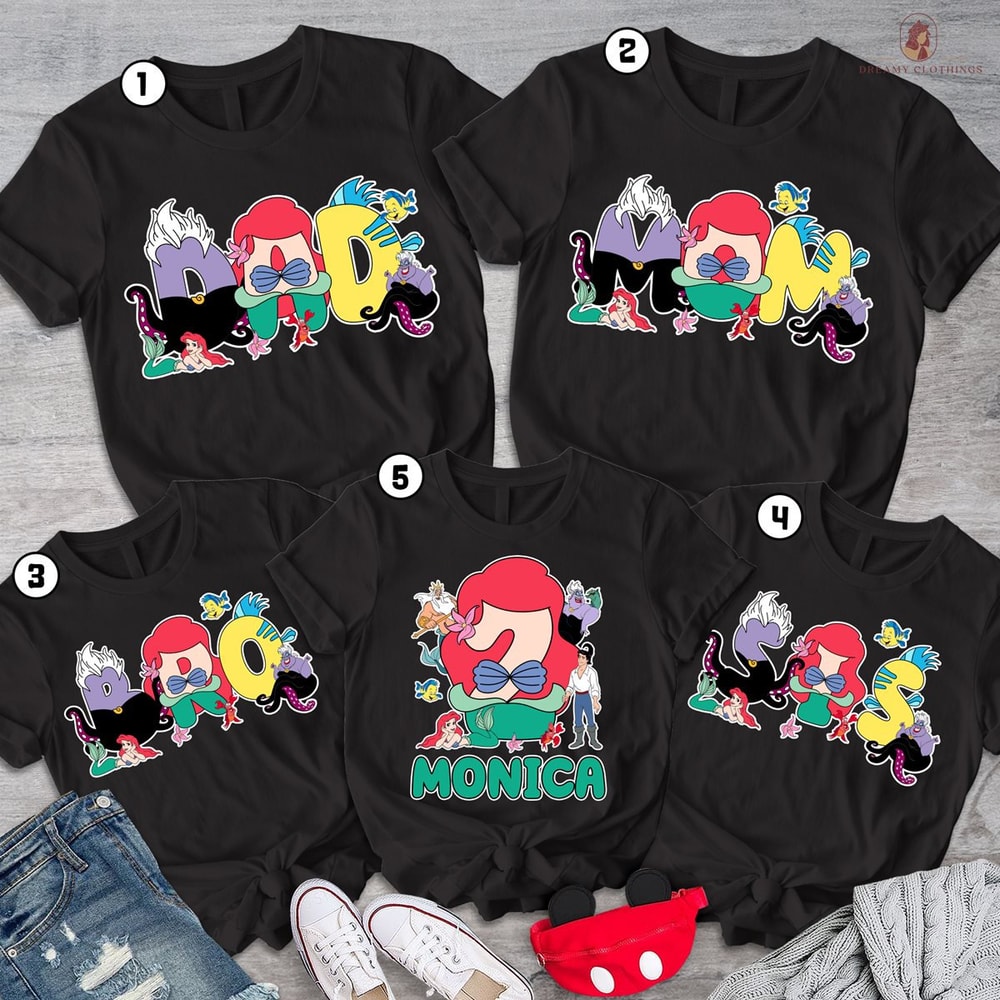 Custom Name The Little Mermaid Birthday Shirt Disneyland The Little Mermaid Shirt Family Birthday Matching Shirt.jpg